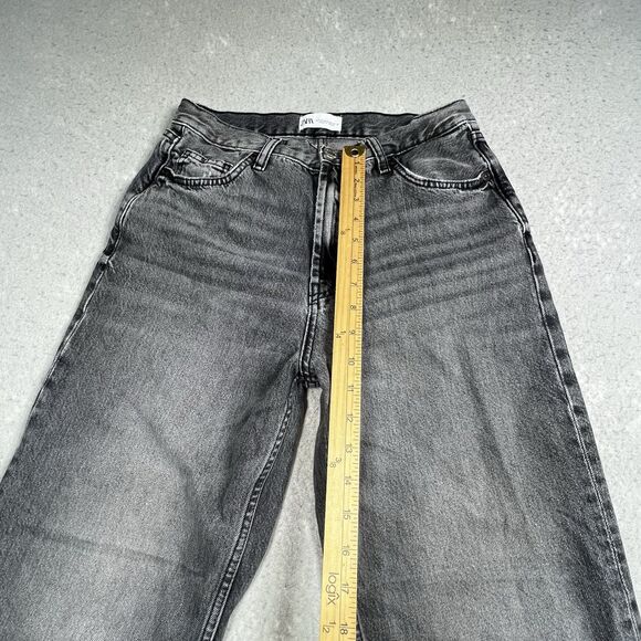 Zara Denim Jeans Womens 6 Gray High Rise Full Length Wide Leg 100% Cotton Blend - Picture 6 of 11